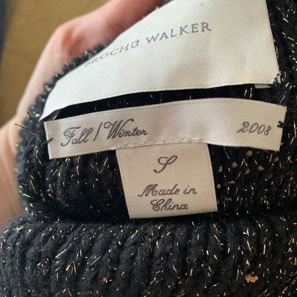 Brochu Walker Black Metallic Knit Sweater Wool Cashmere Blend - Picture 8 of 11
